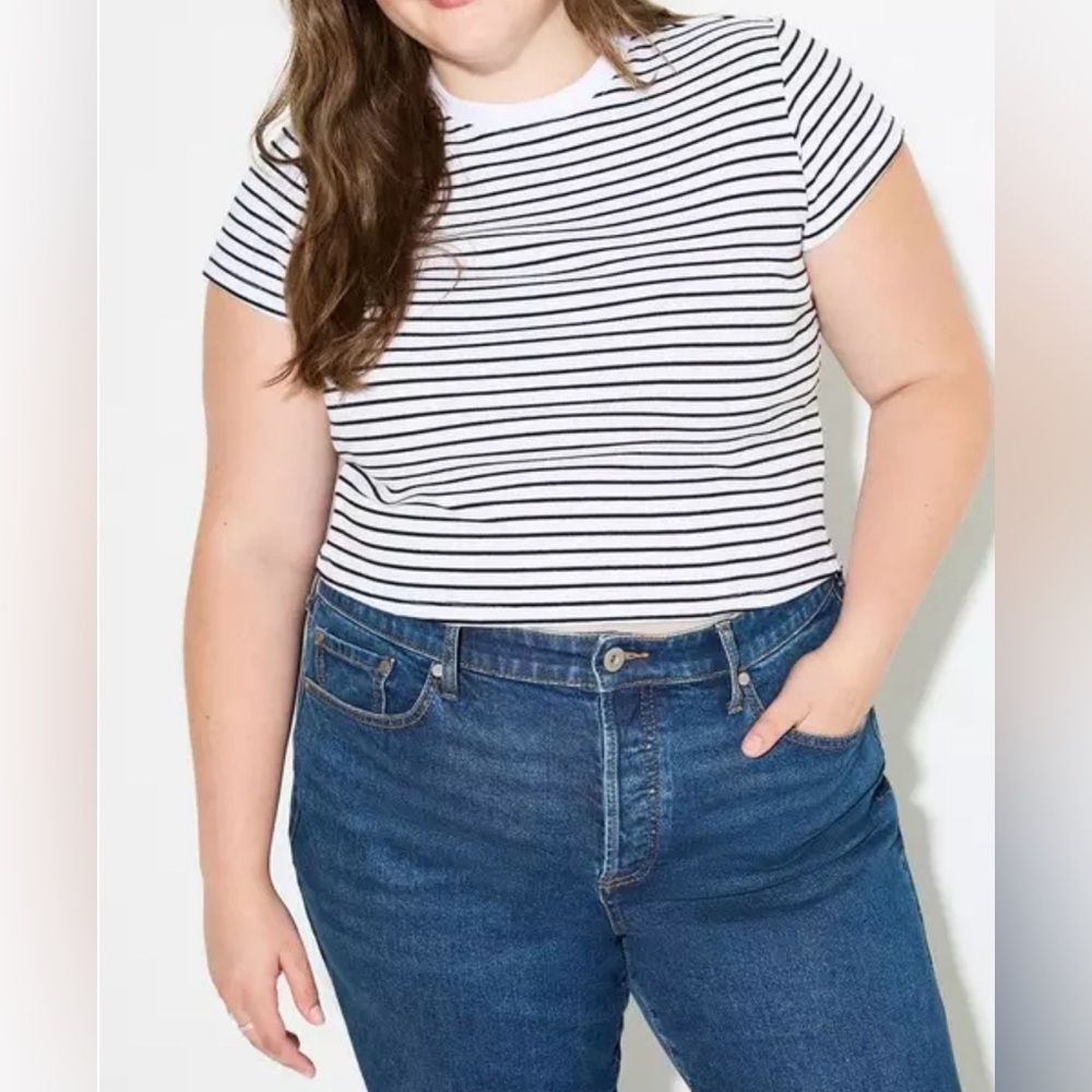 Torrid Love Sick Baby Tee Black and White Striped Ribbed Texture Y2K, 90’s 4X - Picture 3 of 10